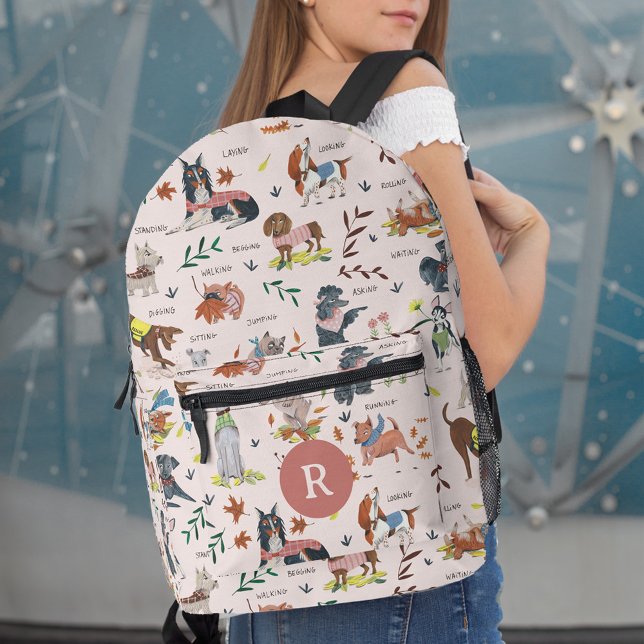 Mochila Impresa Patrón de Mascota de perros de cachorro rosado (Cute Pink Little Puppy Dog Pet Pattern Printed Backpack)