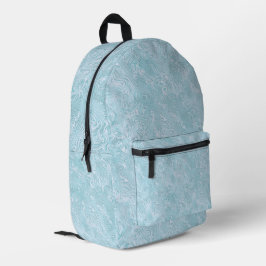 Mochila Impresa Patrón de moaré de seda jaspeada en azul pálido 