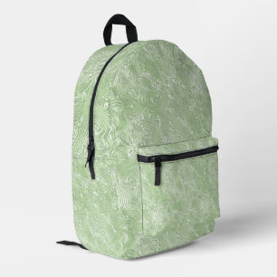 Mochila Impresa Patrón de moire de seda enmarañado en verde cálido