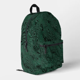 Mochila Impresa Patrón de moire de seda enmarañado en verde forest