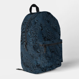Mochila Impresa Patrón de Moire de Seda Marcado en azul profundo