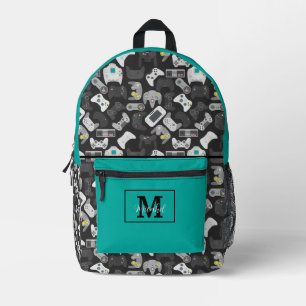 Mochila Impresa Patrón de Monograma de Jugador de Videojuegos Mode