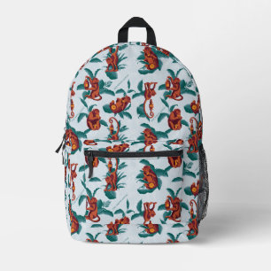 Mochila Impresa Patrón de monos juguetones del Lotus blanco
