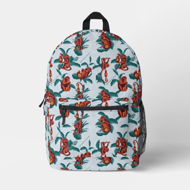 Mochila Impresa Patrón de monos juguetones del Lotus blanco (Anverso)