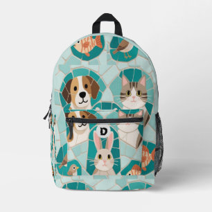 Mochila Impresa Patrón de mosaico de animal adorable 