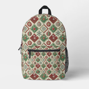 Mochila Impresa Patrón de Navidad acolchado de patchwork vintage