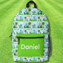 Mochila Impresa Patrón de niños de golf de Dinosaur Adorable