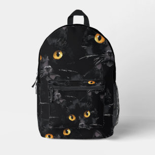 Mochila Impresa Patrón de ojos de gato negro místico