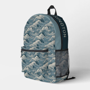 Mochila Impresa Patrón de ondas de nombre personalizadas