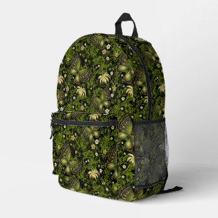 Mochila Impresa Patrón de oro verde de primavera