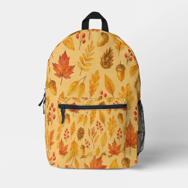 Mochila Impresa Patrón de otoño natural (Anverso)