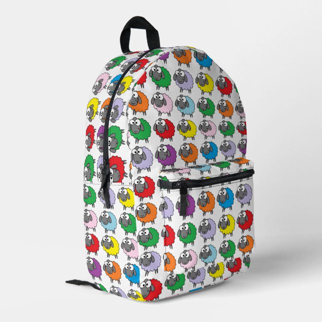Mochila Impresa Patrón de ovejas color personalizado (Esquina izquierda trasera)