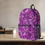 Mochila Impresa Patrón de paisley púrpura rosa<br><div class="desc">Este diseño se puede personalizar eligiendo la opción Editar diseño. También puede transferir a otros artículos. Póngase en contacto conmigo en colorflowcreations@gmail.com o utilice la opción de chat en la parte superior de la página si desea tener este diseño en otro producto o necesita ayuda con este diseño. Ver más...</div>