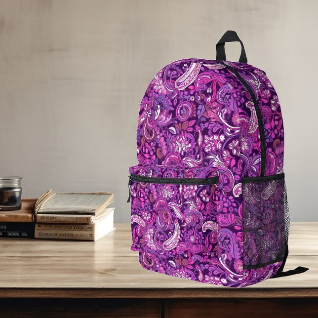 Mochila Impresa Patrón de paisley púrpura rosa (Subido por el creador)