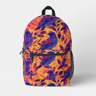 Mochila Impresa Patrón de pájaro psicodélico en mosaico