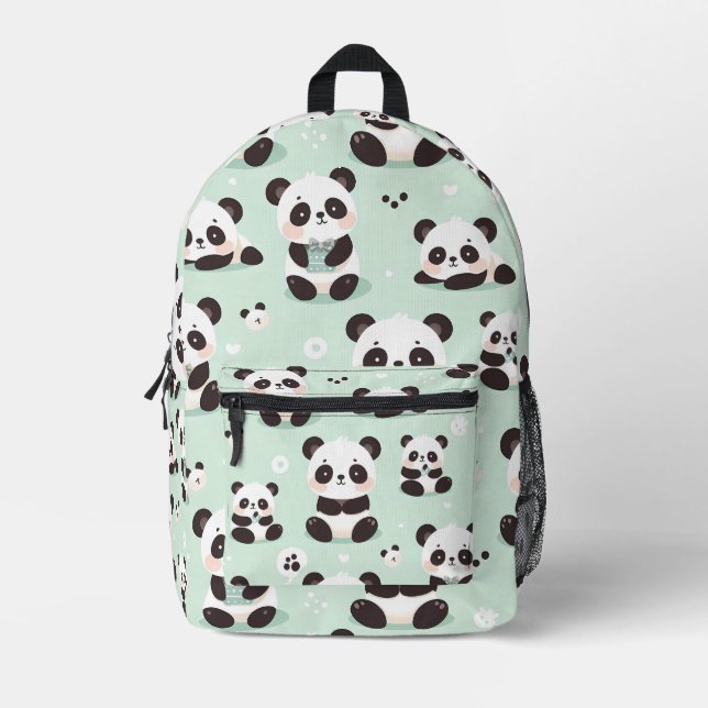 Mochila Impresa Patrón de Panda lúdico (Anverso)