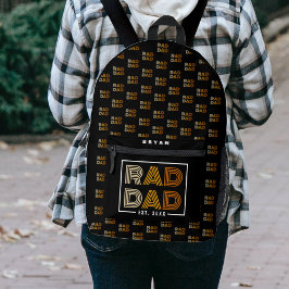 Mochila Impresa Patrón de papá de raad retro negro