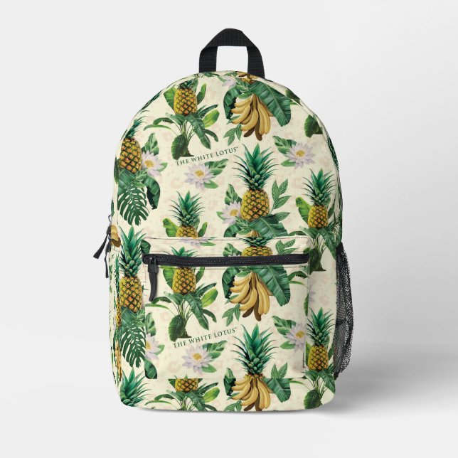 Mochila Impresa Patrón de paraíso de piña de Lotus blanco (Anverso)