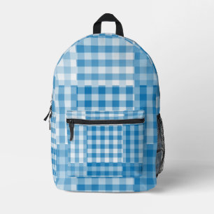 Mochila Impresa Patrón de parches de cuadros azules