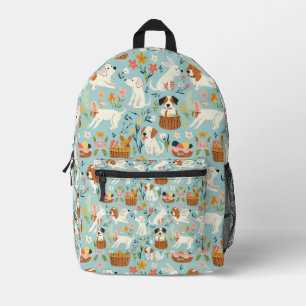 Mochila Impresa Patrón de Pascua de Pascua de Perro en Verde azula