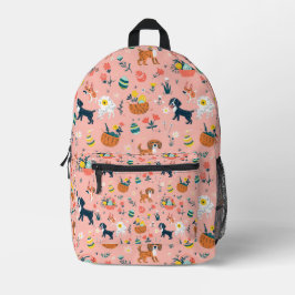 Mochila Impresa Patrón de Pascua de Perro Cuerdo en Rosa