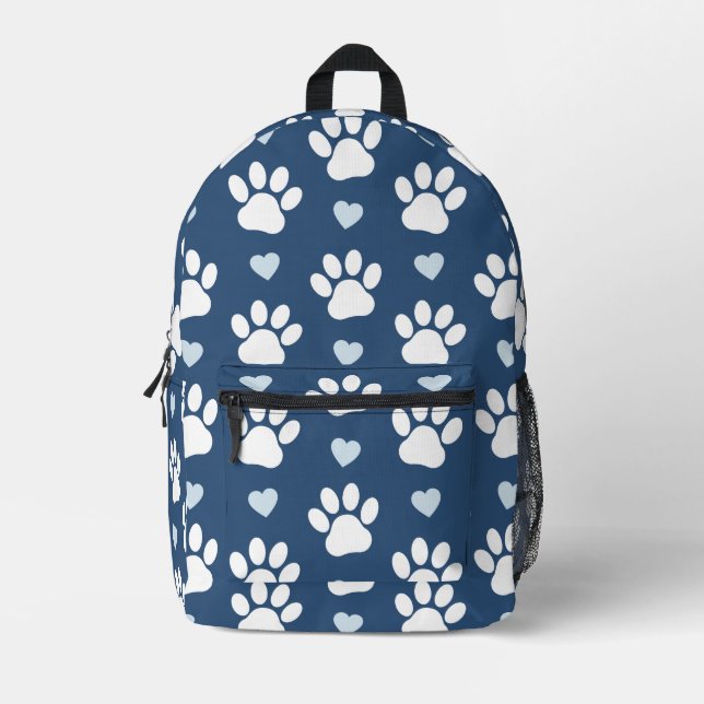 Mochila Impresa Patrón De Patas, Patas De Perro, Patas Blancas, Co (Anverso)