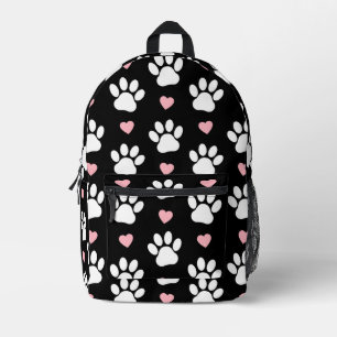 Mochila Impresa Patrón De Patas, Patas De Perro, Patas Blancas, Co