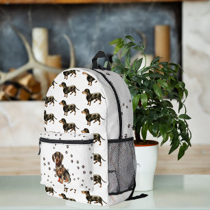 Mochila Impresa Patrón de perro Dachshund de acuarela linda con mo
