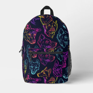 Mochila Impresa Patrón de perro neón en mosaico