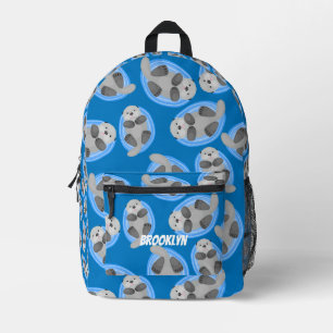 Mochila Impresa Patrón de personalizado azul de nutria marina feli