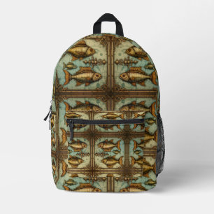 Mochila Impresa patrón de pez Steampunk