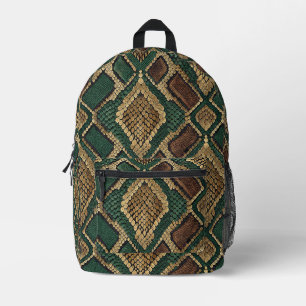 Mochila Impresa Patrón de piel de serpiente verde y dorado - Estam