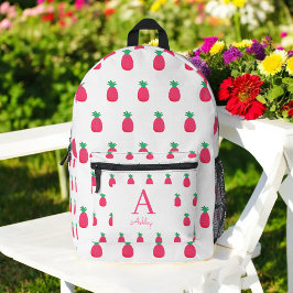 Mochila Impresa Patrón de piña blanca rosa