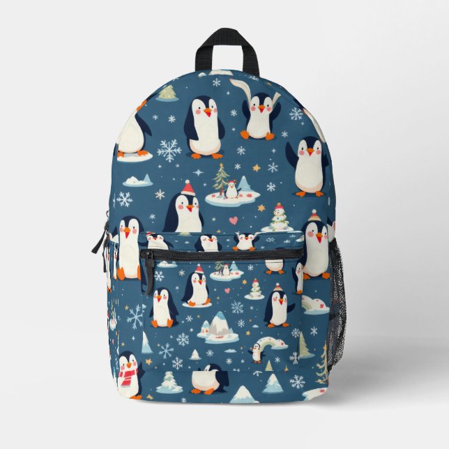 Mochila Impresa Patrón de pingüino lúgubre (Anverso)