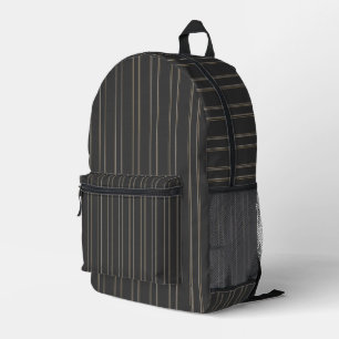 Mochila Impresa Patrón de Pinstripe Gris Profundo Carbón Oscuro Su