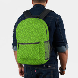 Mochila Impresa Patrón de píxel verde retro de 8 bits para juegos