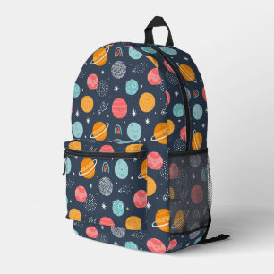 Mochila Impresa Patrón de planeta sonriente