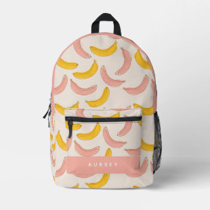 Mochila Impresa Patrón de plátano rosa y amarillo