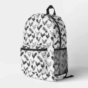 Mochila Impresa Patrón de pollo de granja de campo retro
