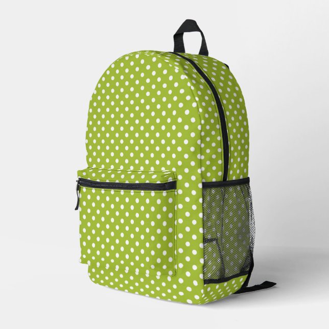 Mochila Impresa Patrón de primavera con puntos de polka blanco (Esquina derecha trasera )