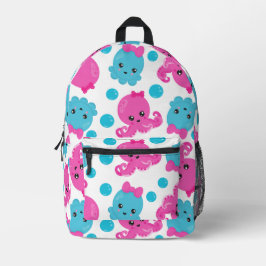 Mochila Impresa Patrón de pulpo, pulpo tórrido, animales marinos