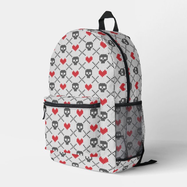 Mochila Impresa Patrón de punto con cráneo (Esquina derecha trasera )