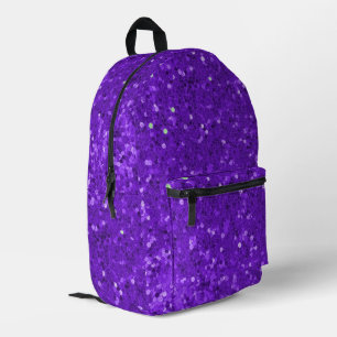 Mochila Impresa Patrón de purpurina falsa glam de color púrpura pr