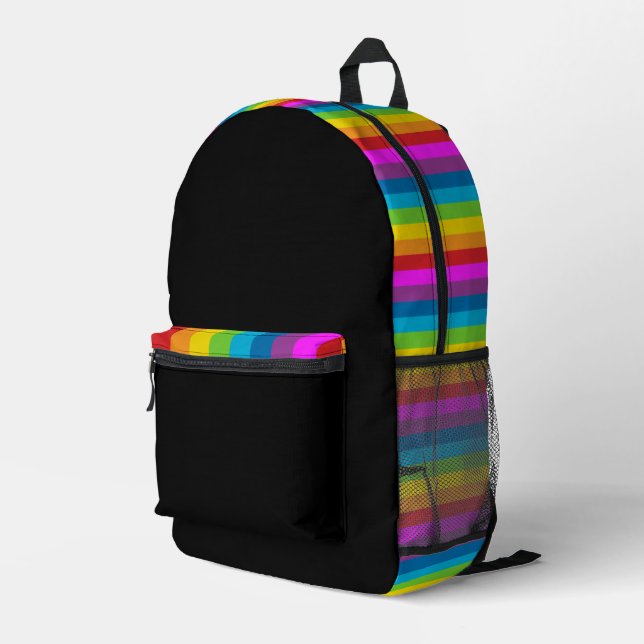 Mochila Impresa Patrón de rayas arco iris (Esquina derecha trasera )