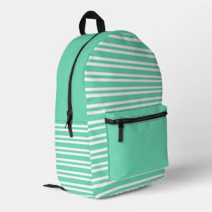 Mochila Impresa Patrón de rayas blancas aguamarina