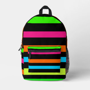 Mochila Impresa Patrón de Rayas de Neón