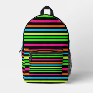 Mochila Impresa Patrón de Rayas de Neón