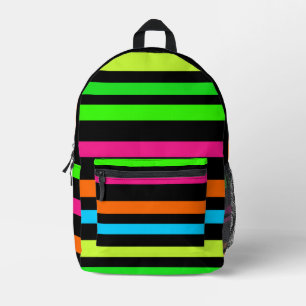 Mochila Impresa Patrón de Rayas de Neón