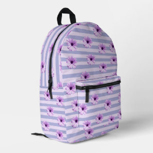 Mochila Impresa Patrón de rayas de pastel con margaritas
