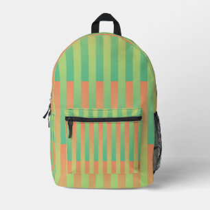 Mochila Impresa Patrón de rayas naranja verde